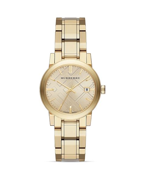 burberry gold tone ip stainless steel and check strap watch|Burberry Watches .